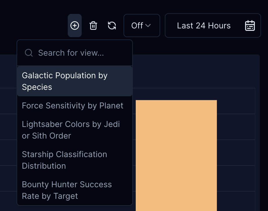 Plus icon to add chart to dashboard.