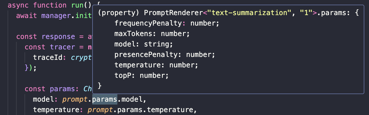 Prompt model params.